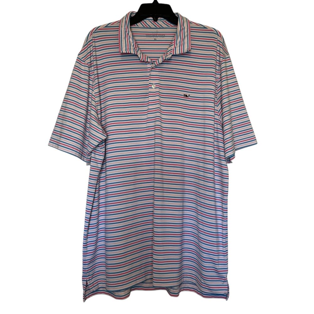 VINEYARD VINES men's sz XL polo striped moisture wick short sleeve striped shirt